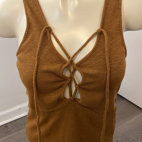 Free People Ribbed Lace Up Tank L - Picture 4 of 7